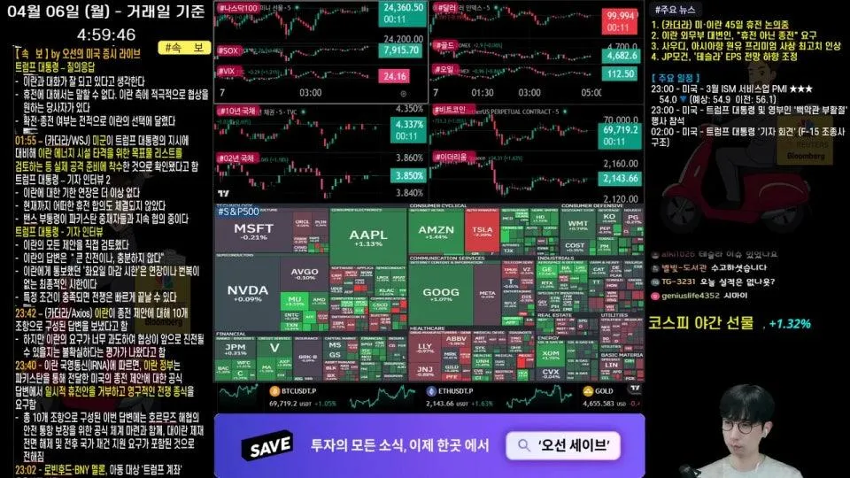[생방송]  미국·이란 45일 휴전 논의 중?!?｜ 트럼프 대통령 '기자 회견' 예정｜ 이란, "휴전 아닌 종전" 요구 ｜ - 오선의 미국 증시 라이브
