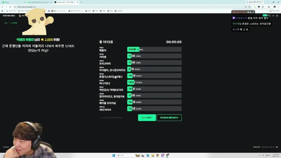 민심 투표시간 (민심 확인용) | 디지몬 오늘 내일 봄