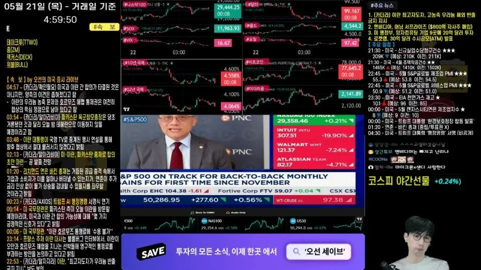[생방송]  트럼프 행정부, 양자컴퓨팅 기업 9곳에 투자｜ 이란 최고지도자, 고농축 우라늄 해외 반출 금지 ｜엔비디아, 어닝서프라이즈 ｜  - 오선의 미국 증시 라이브
