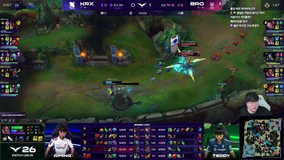 울챔스 / T1 vs GEN - KRX vs BRO #LCKWatchParty