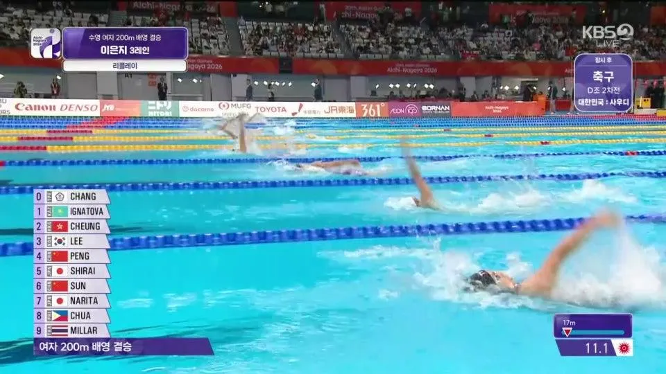 [수영] 결승, [축구] 남 예선 대한민국:사우디, [야구] 2차전 대한민국:홍콩